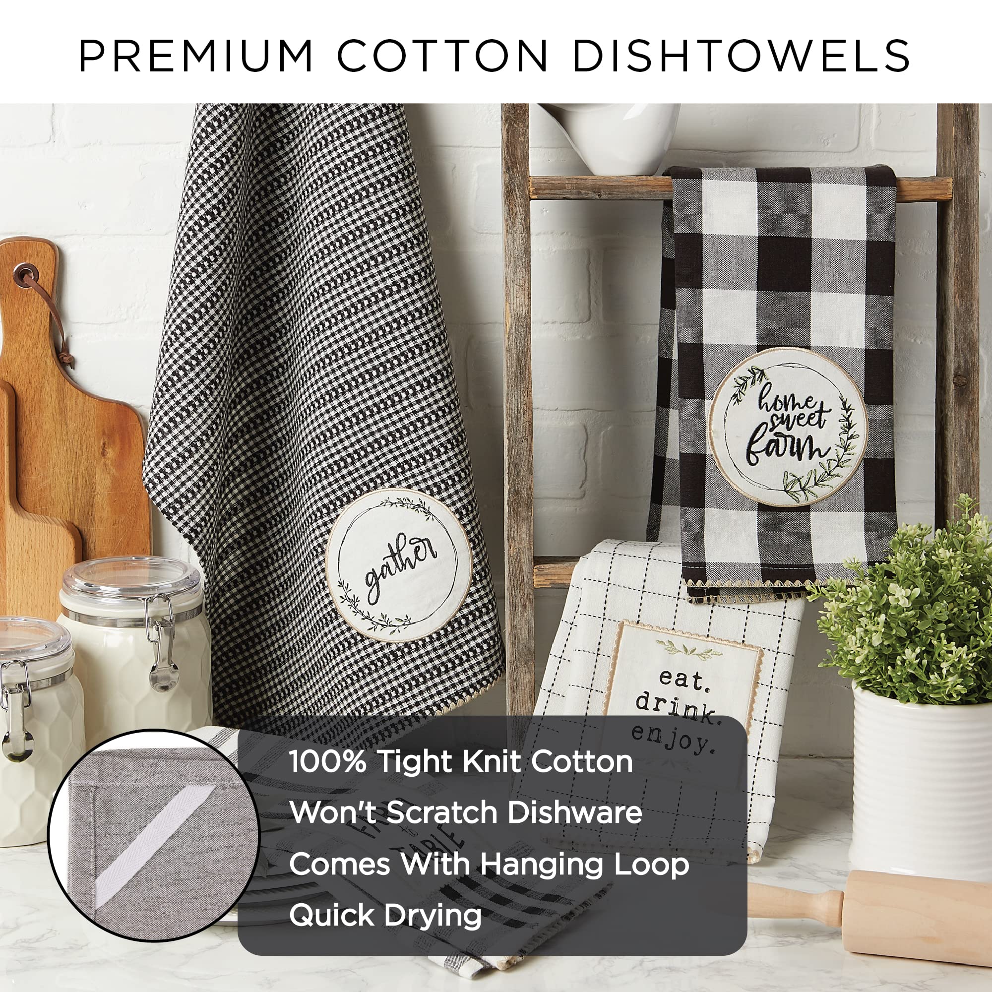 DII Holiday Kitchen Towels Embroidered Dish Towel Set, 18x28, Fireside, 3 Piece